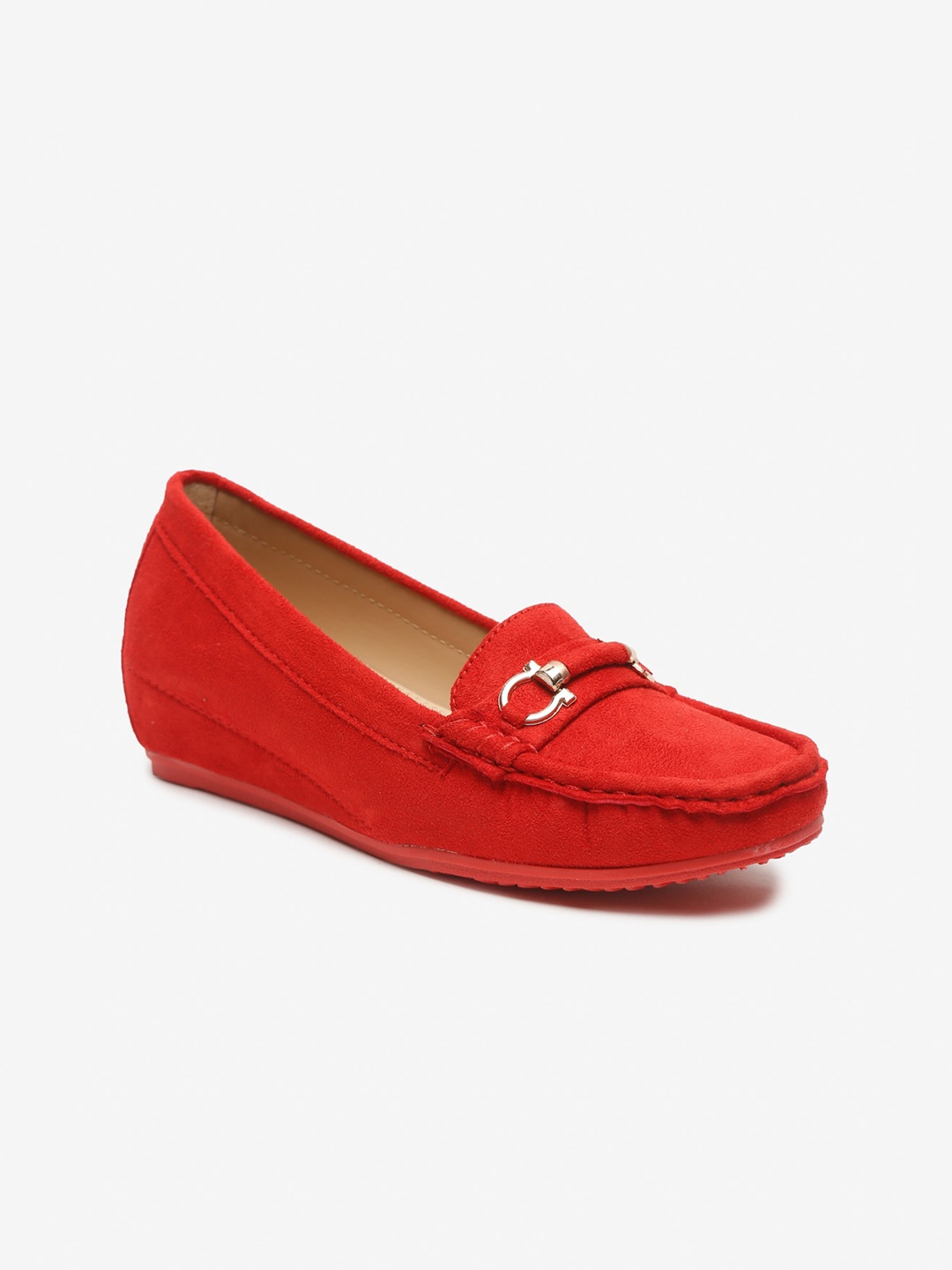 

Flat n Heels Women Red Suede Loafers