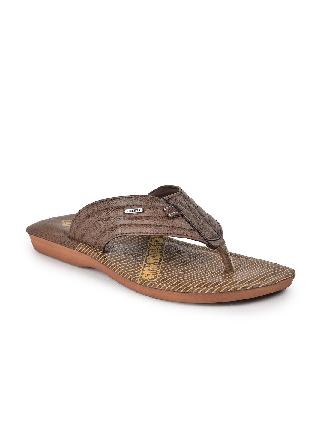 

Liberty Men Tan Printed Rubber Thong Flip-Flops