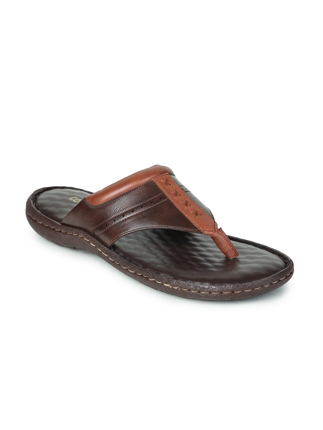 

Liberty Men Brown & Tan Self Design Rubber Slip-On