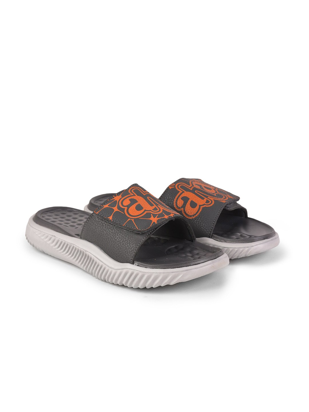 

Liberty Men Grey & Orange Printed Rubber Sliders