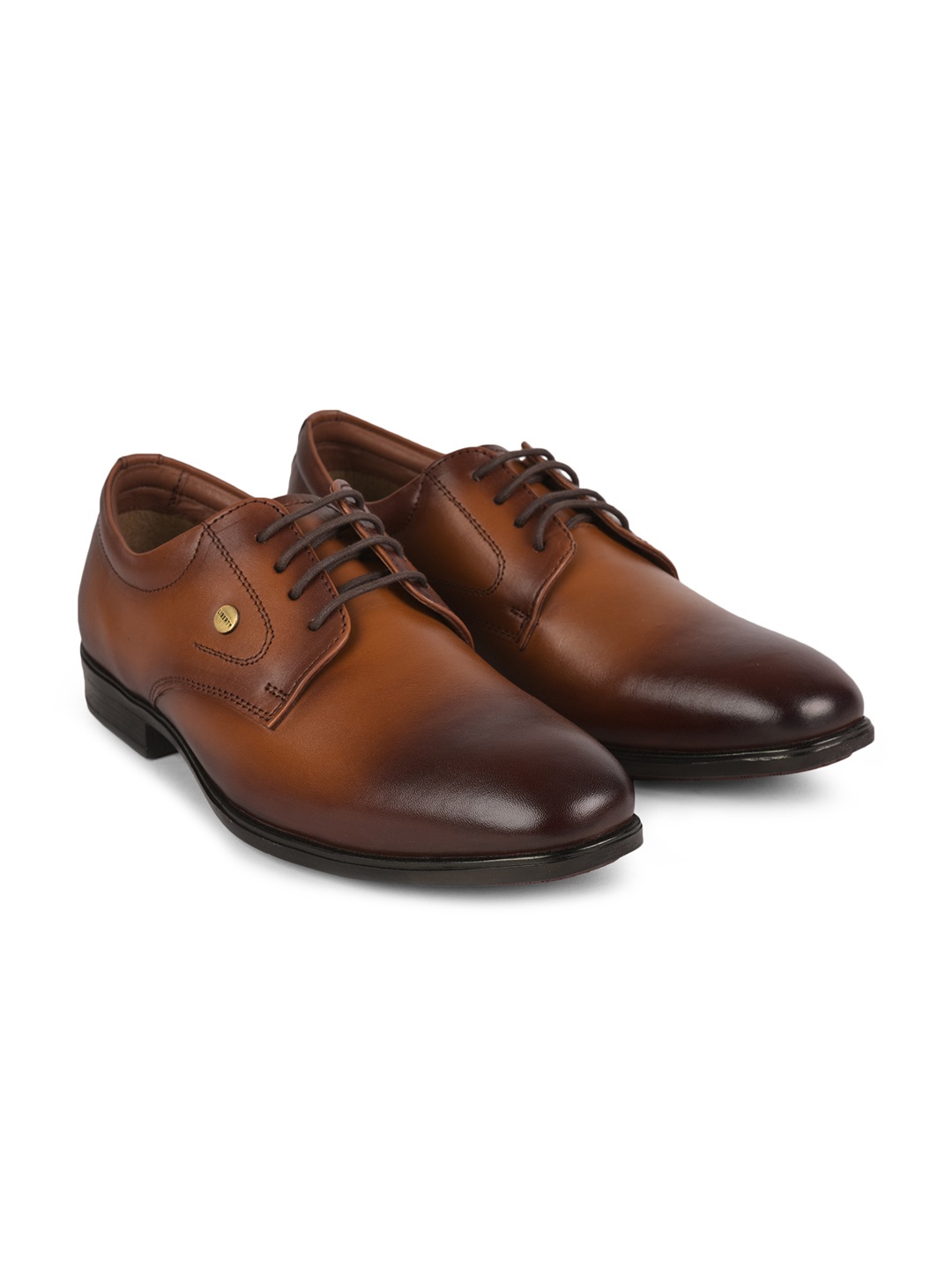 

Liberty Men Tan Brown Solid Leather Formal Derbys
