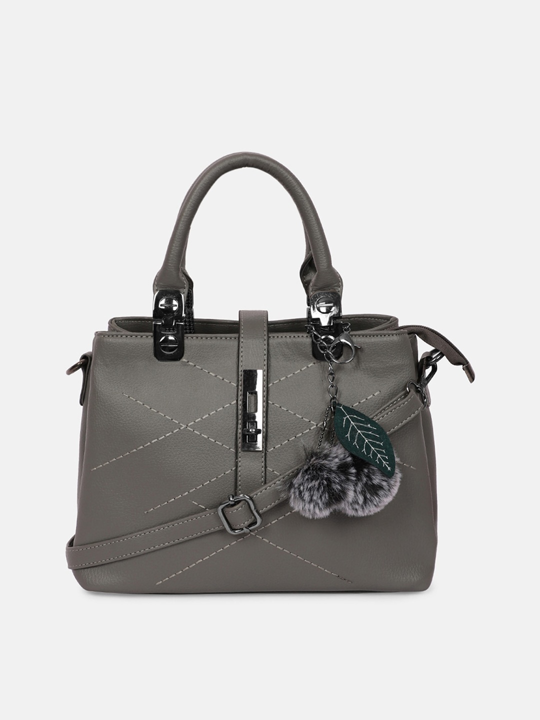 

Bagsy Malone Women Grey PU Structured Handheld Bag