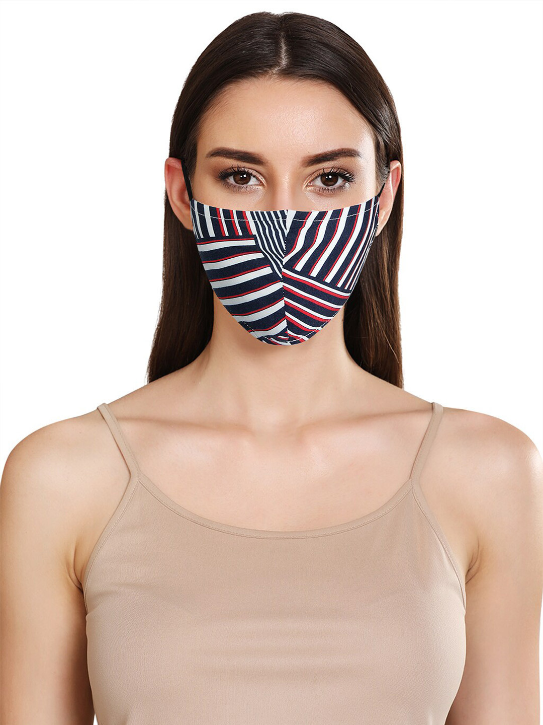 

Kazo Women Cotton Reusable Geo Print Face Mask, Blue