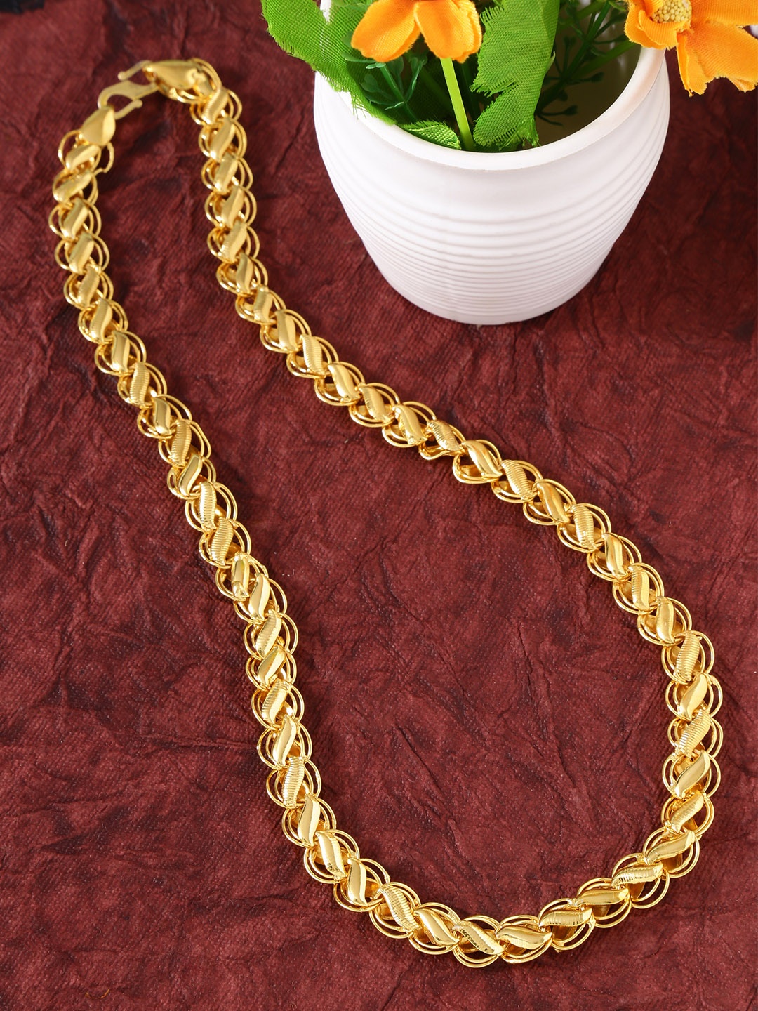 

Yellow Chimes Men Gold-Plated Latest Fashion Stylish &Trendy Classic Designer Neck Chain