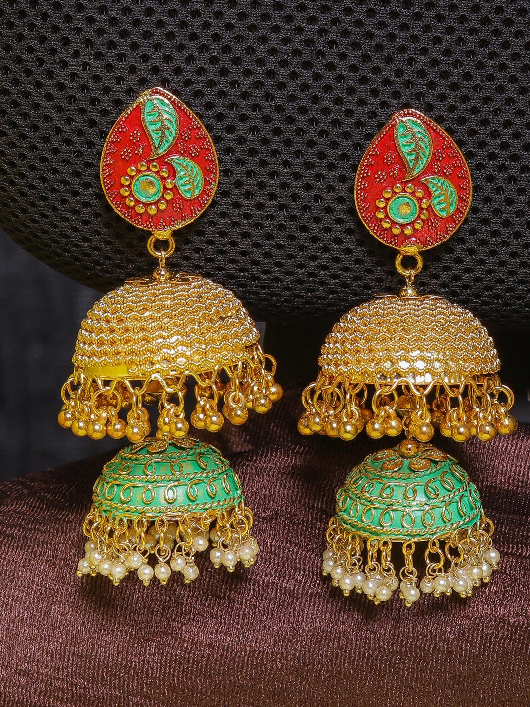 

DIVA WALK Gold-Toned Contemporary Jhumkas Earrings