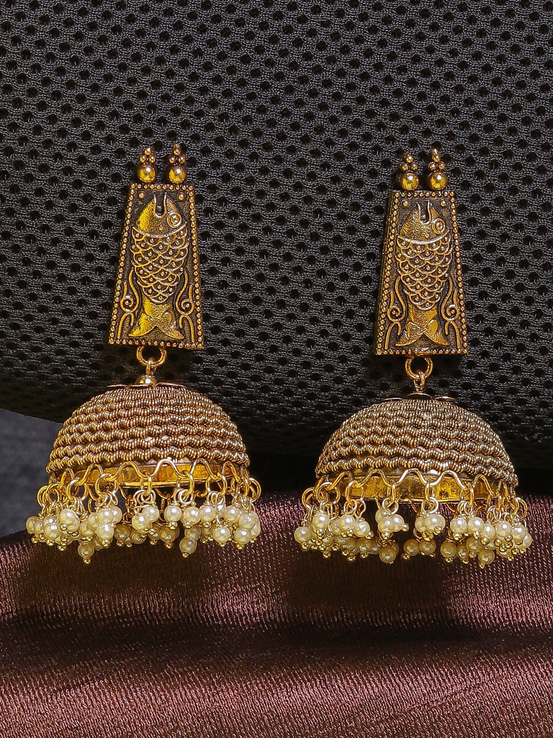 

DIVA WALK Gold-Toned Dome Shaped Jhumkas Earrings