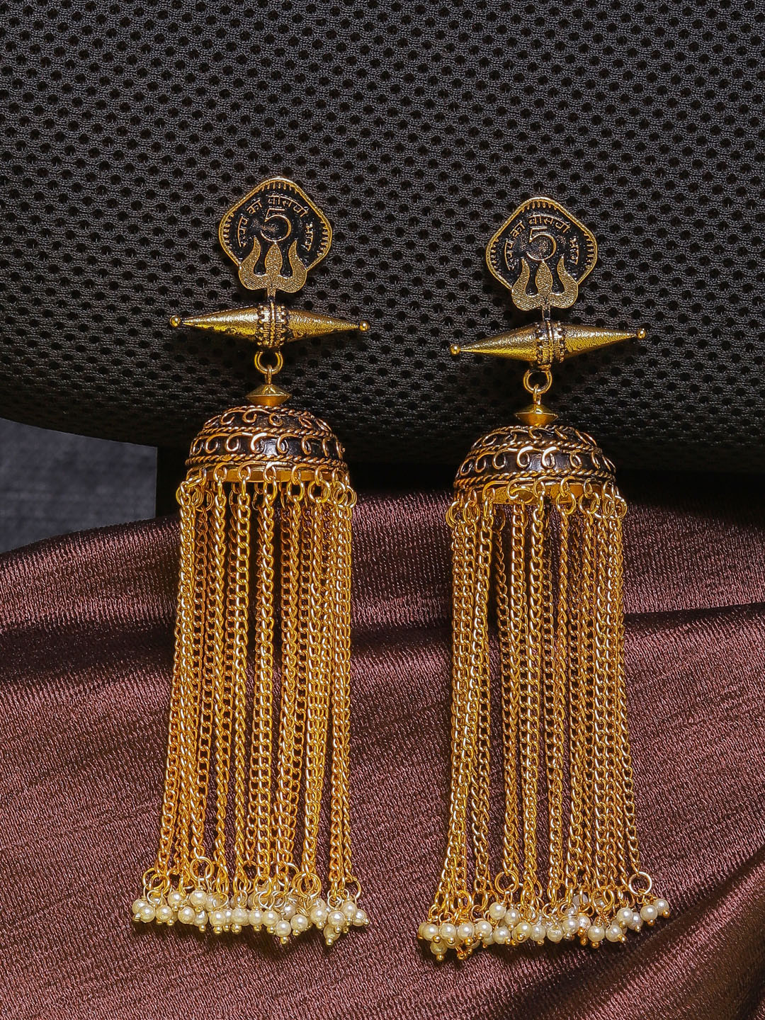 

DIVA WALK Gold-Plated Black Handcrafted Contemporary Jhumkas