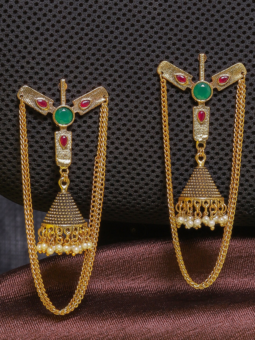 

DIVA WALK Gold-Toned Contemporary Jhumkas Earrings