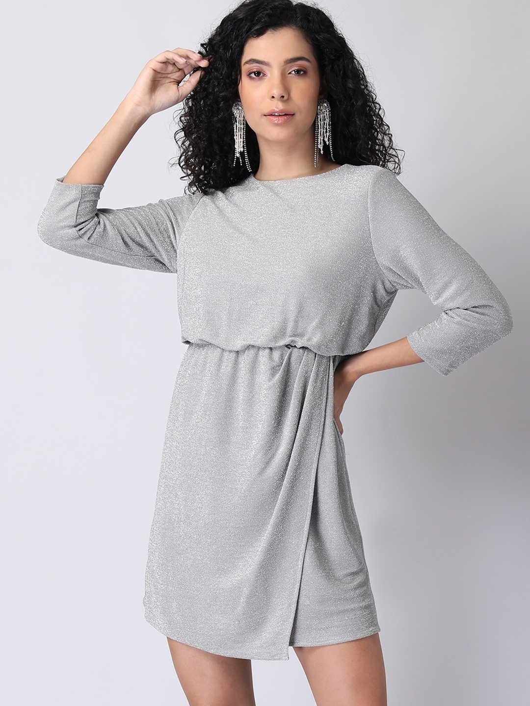 

FabAlley Grey Blouson Dress