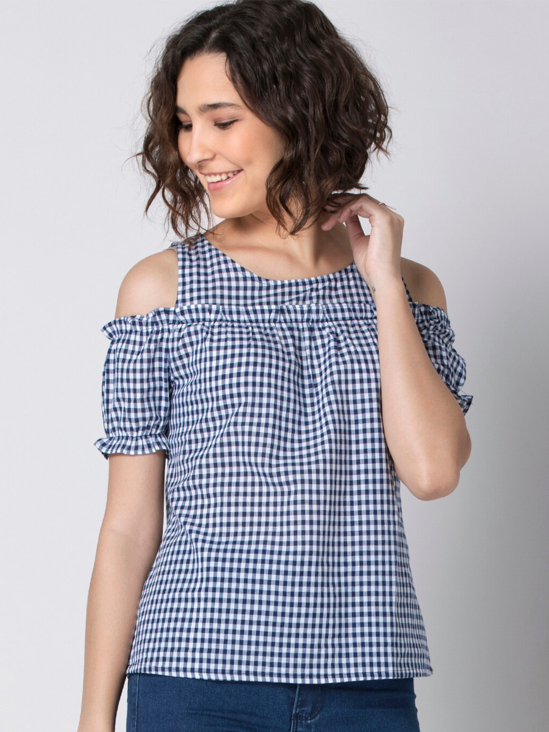 

FabAlley Women Blue Checked Top