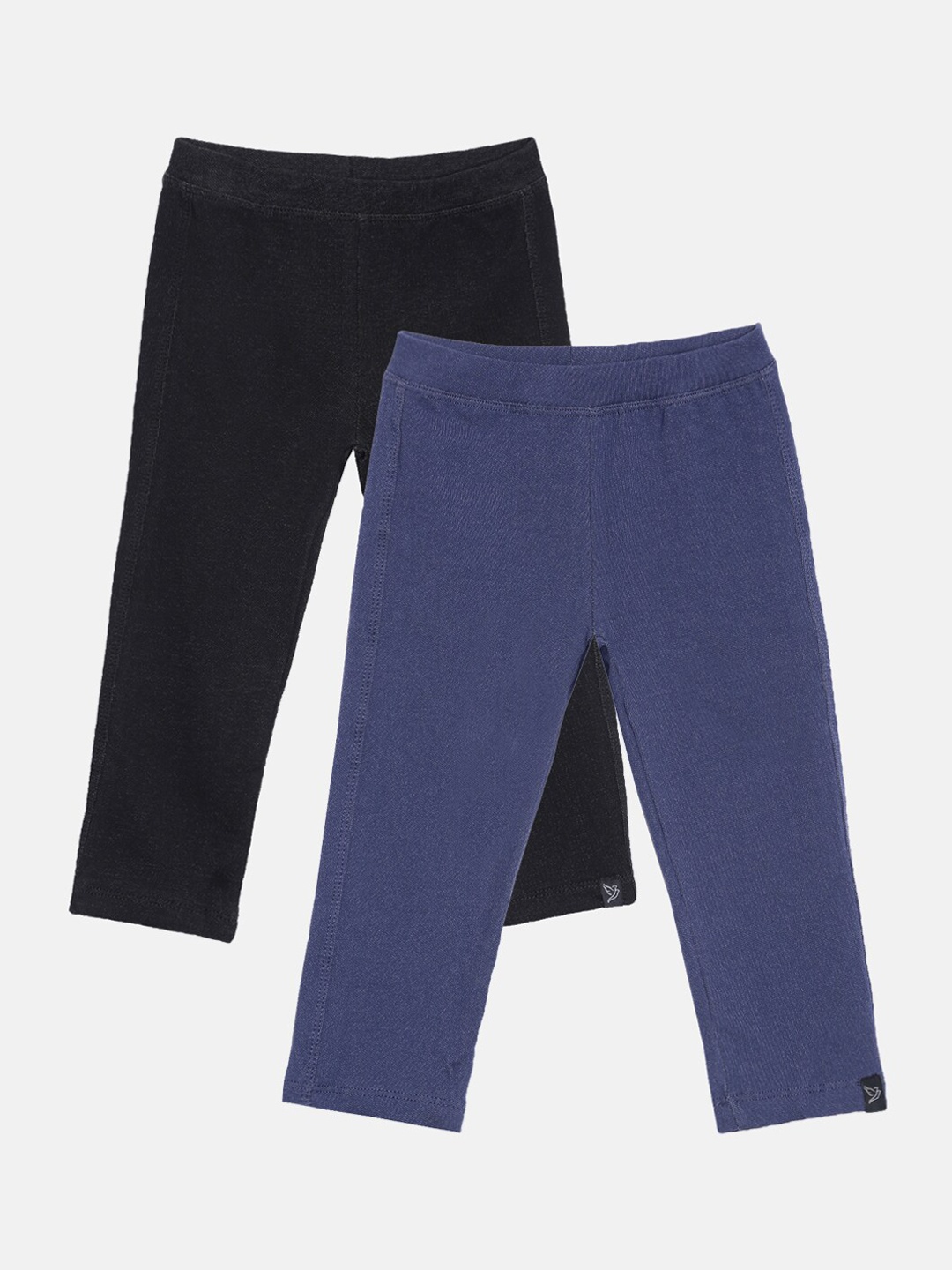 

TWIN BIRDS Girls Pack Of 2 Denim Capri Leggings, Black
