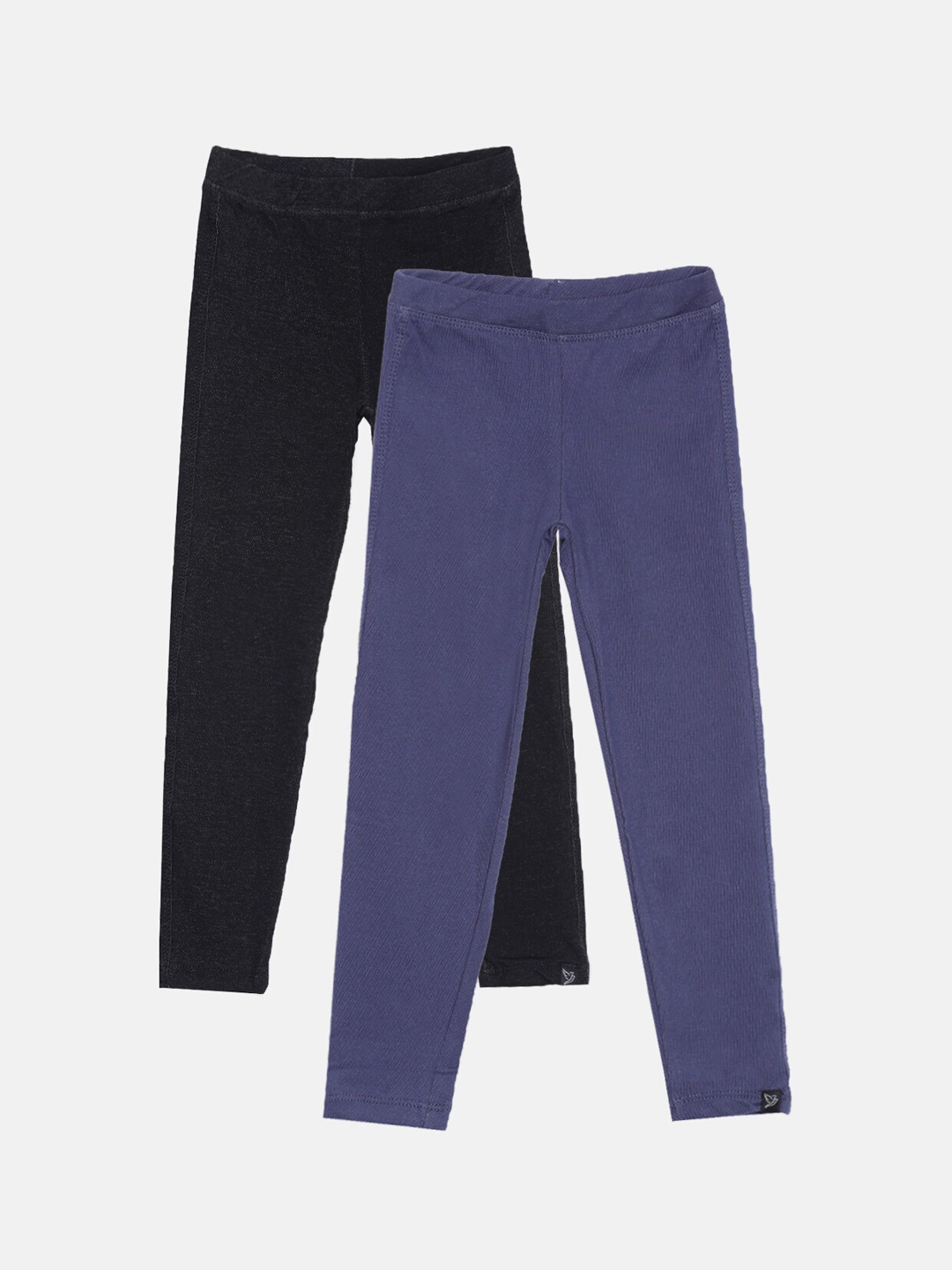 

TWIN BIRDS Girls Pack Of 2 Black & Blue Denim Capri Leggings
