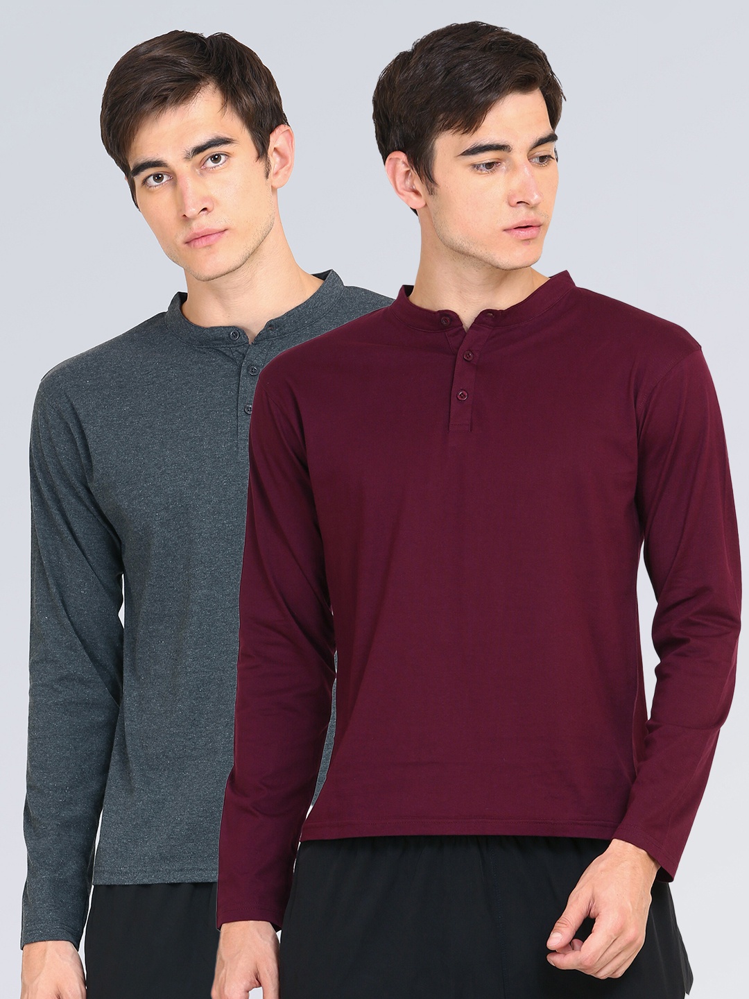 

appulse Men Maroon & Grey Pack of 2 T-shirts