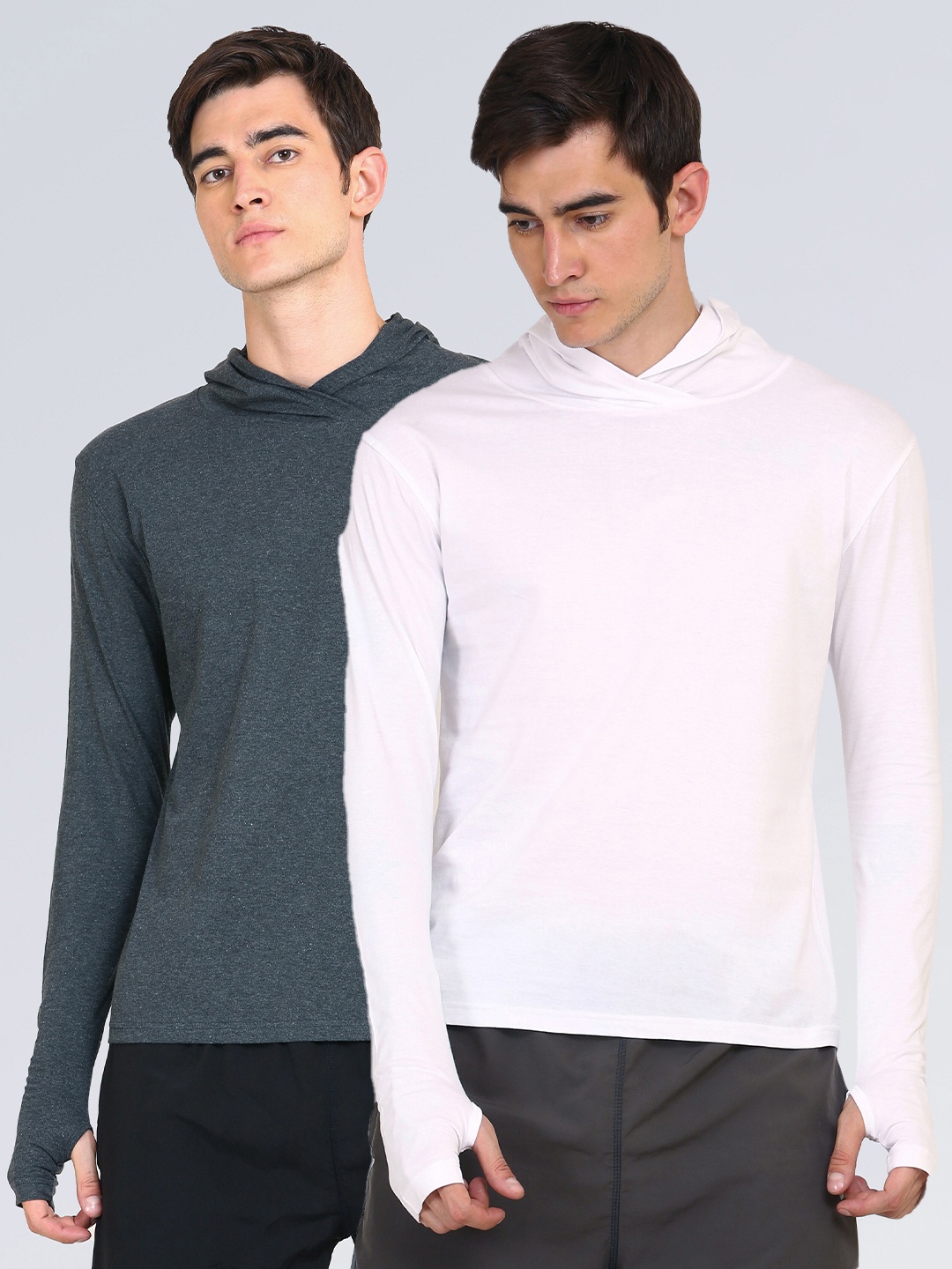 

appulse Men Pack Of 2 Pink & Grey Slim Fit T-shirt