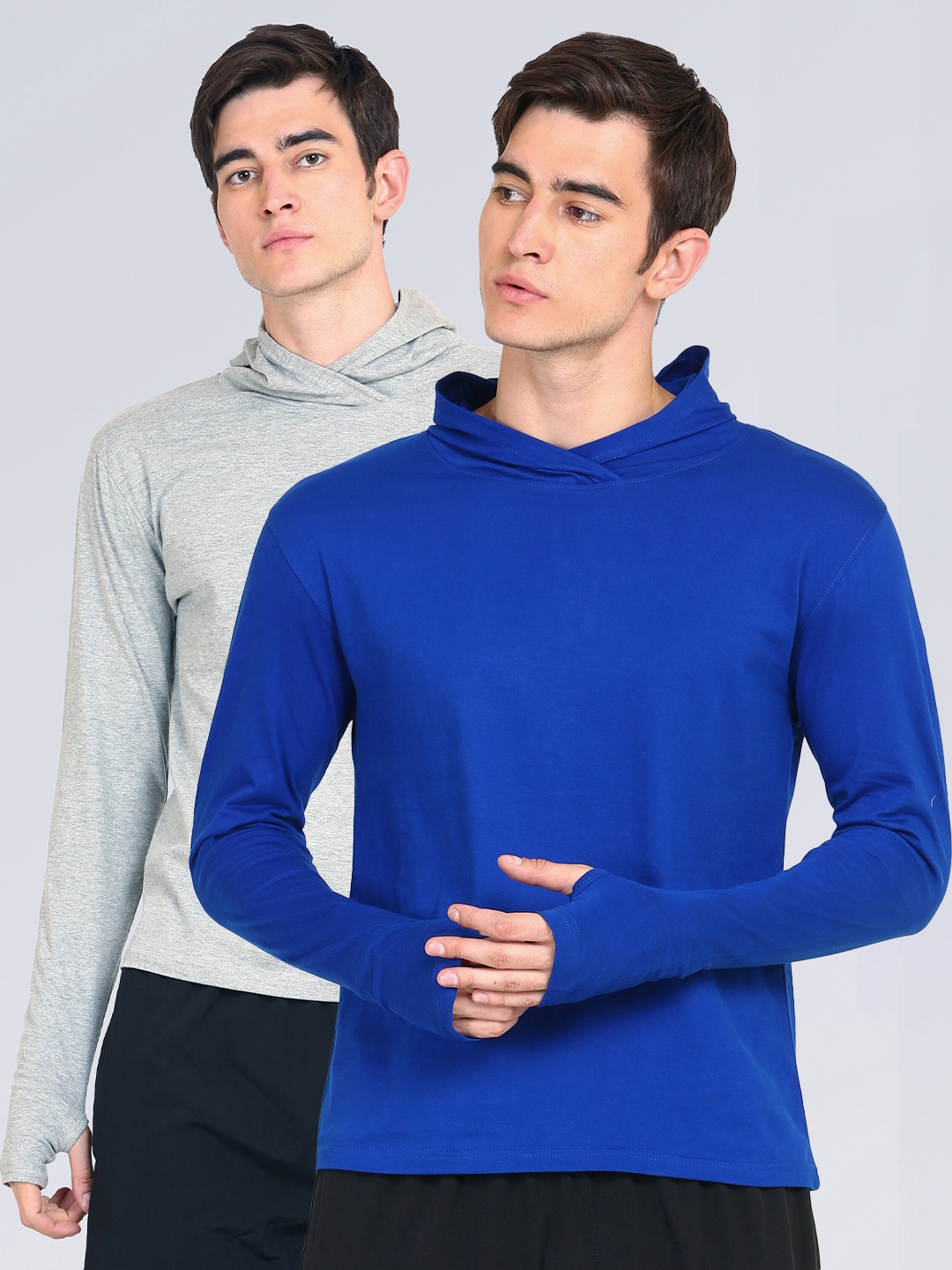 

appulse Men Grey & Blue Pack of 2 T-shirts
