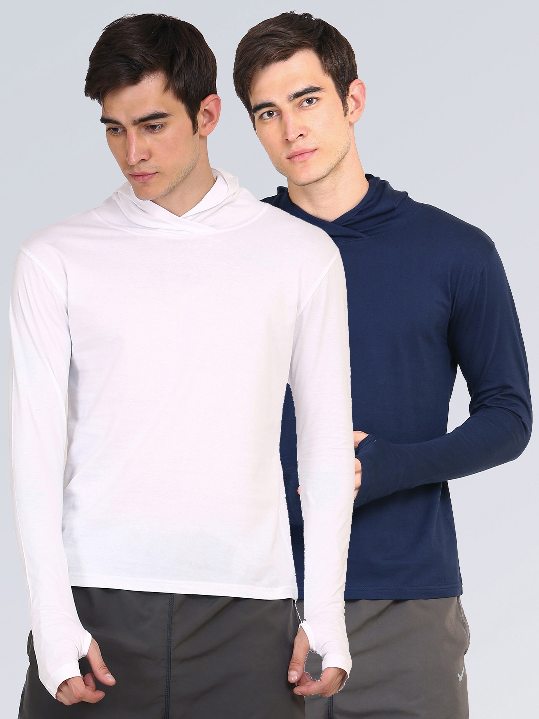 

appulse Men Pack Of 2 Pink & Navy Blue Slim Fit T-shirt