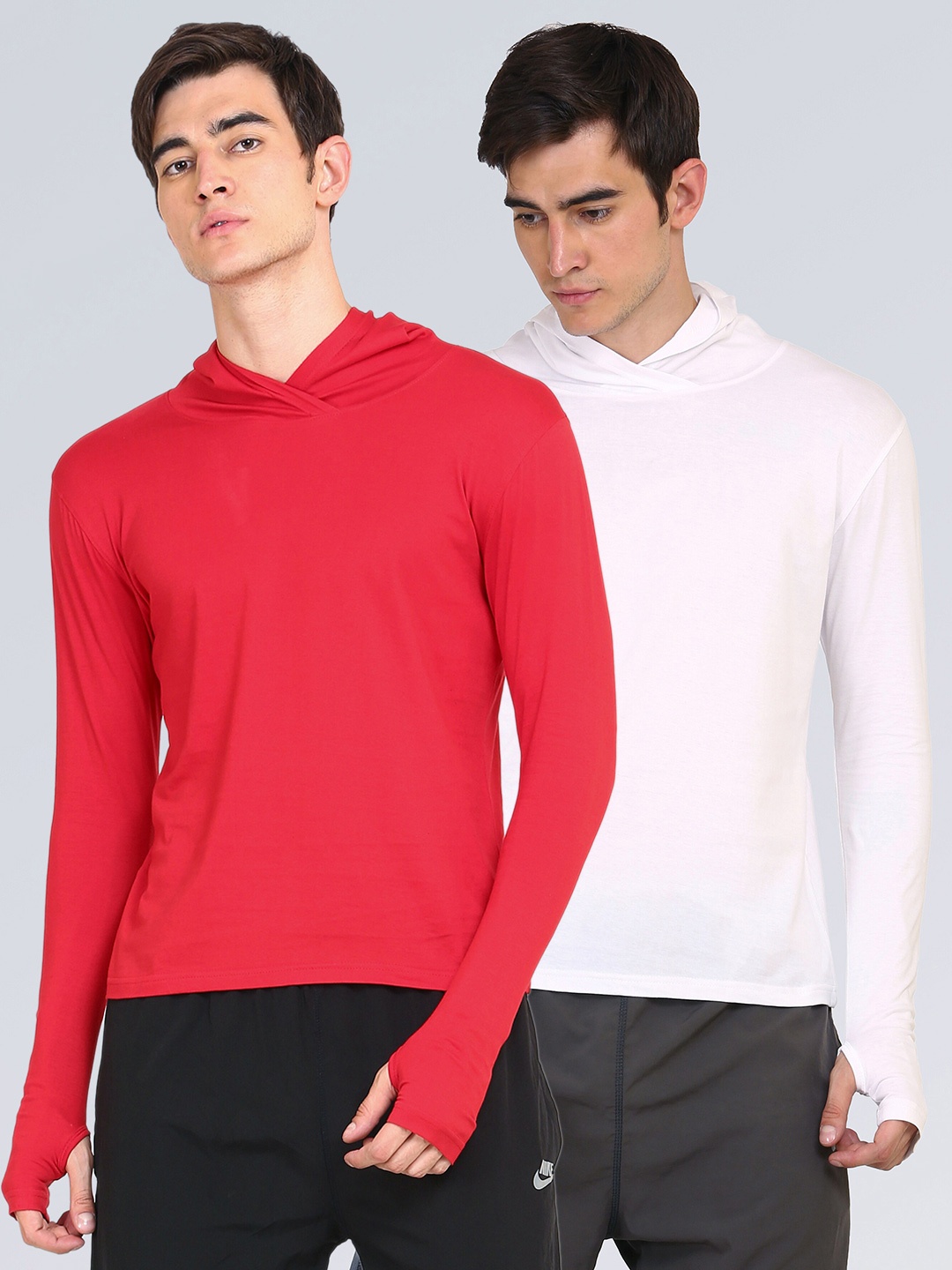 

appulse Men Pack of 2 Red & White Solid Slim Fit T-shirt