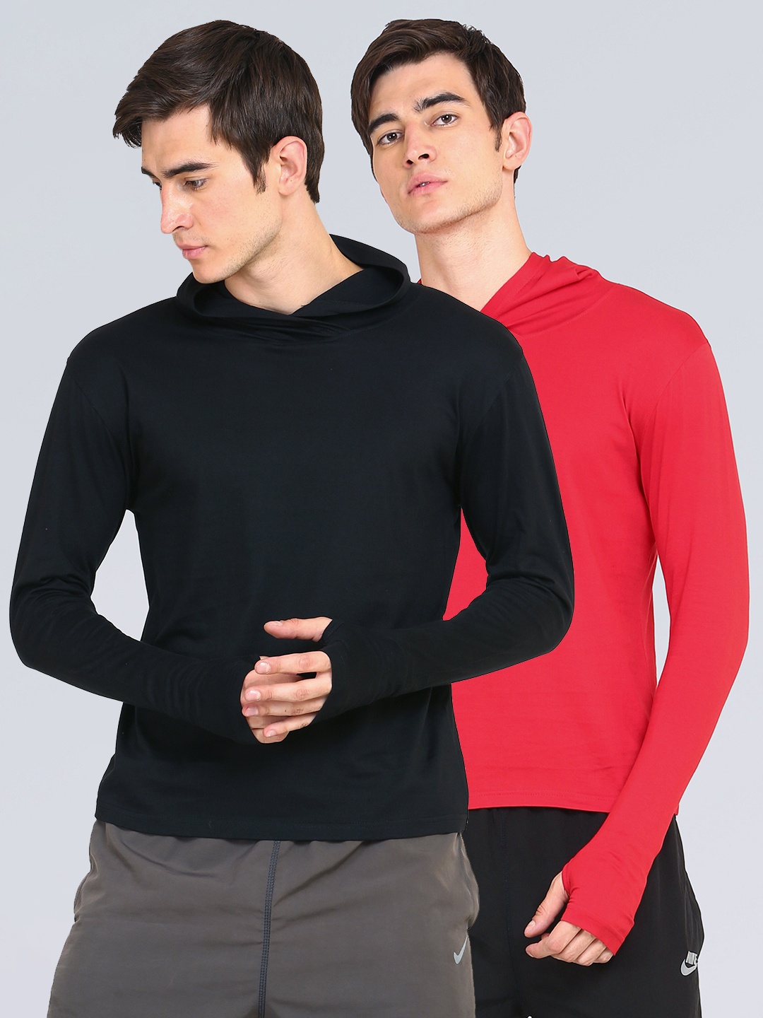 

appulse Men Pack Of 2 Black & Red Slim Fit T-shirt