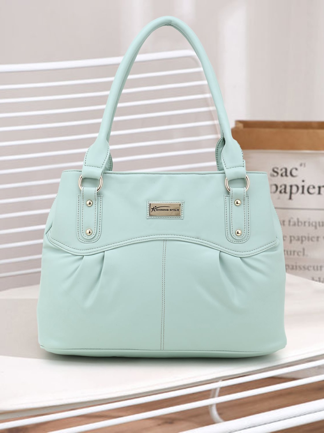 

SHINING STAR Sea Green Structured Shoulder Bag