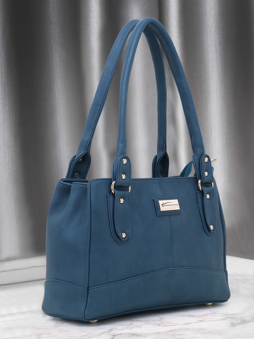 

SHINING STAR Navy Blue Structured Handheld Bag