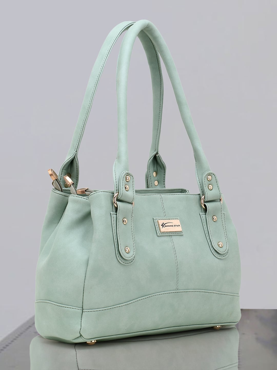 

SHINING STAR Green PU Structured Shoulder Bag