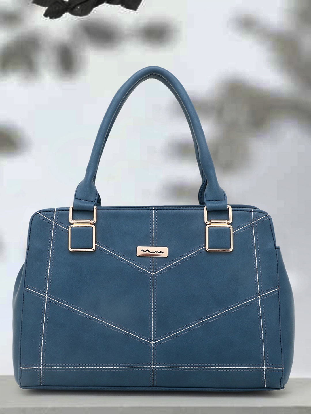 

SHINING STAR Blue Textured PU Structured Handheld Bag