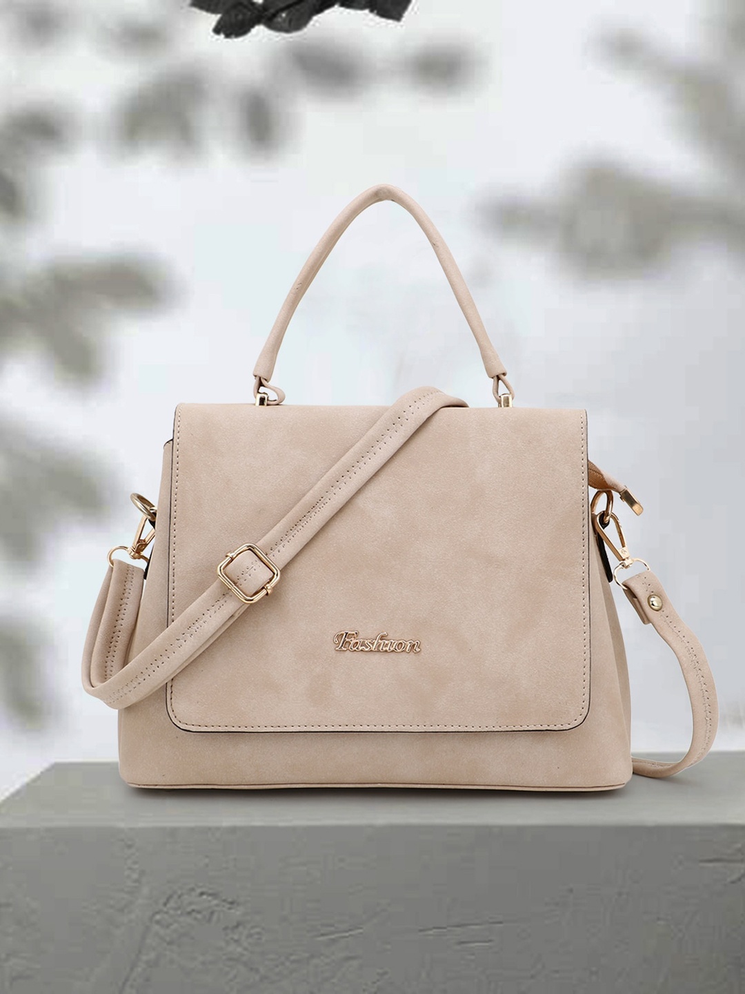

SHINING STAR Cream-Coloured Structured Handheld Bag