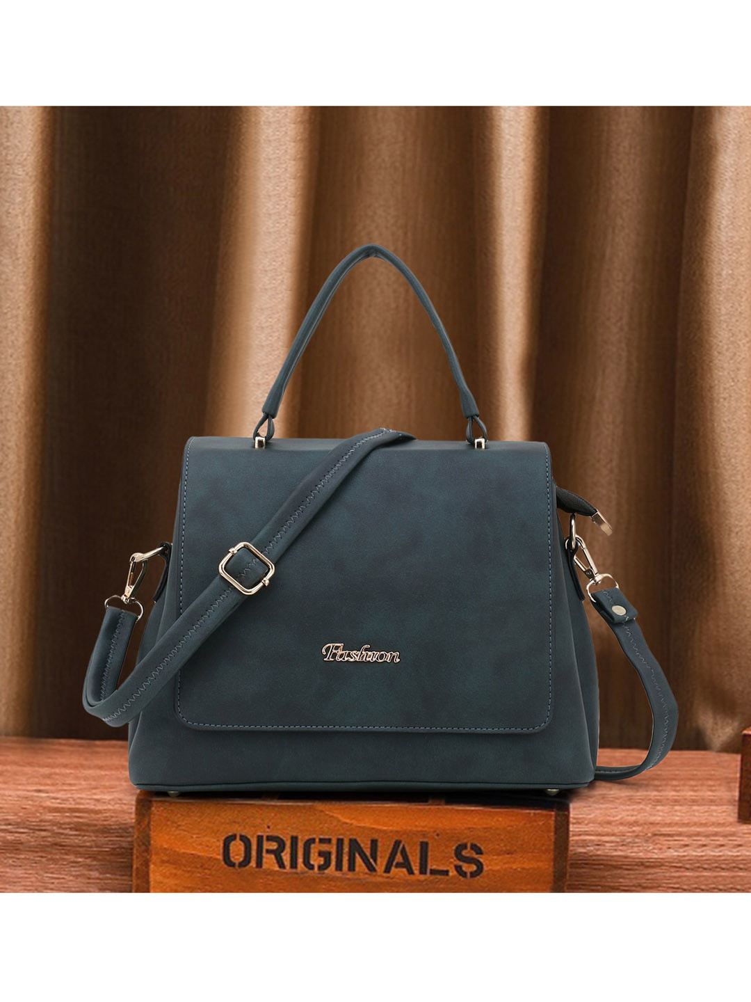 

SHINING STAR Green Solid Structured Satchel Bag