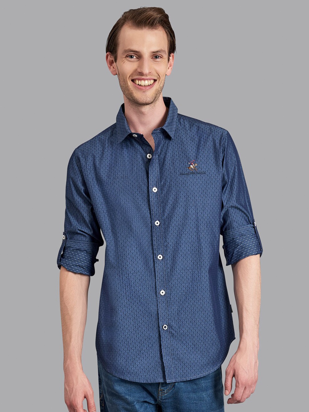 

Beverly Hills Polo Club Men Navy Blue Printed Shirt