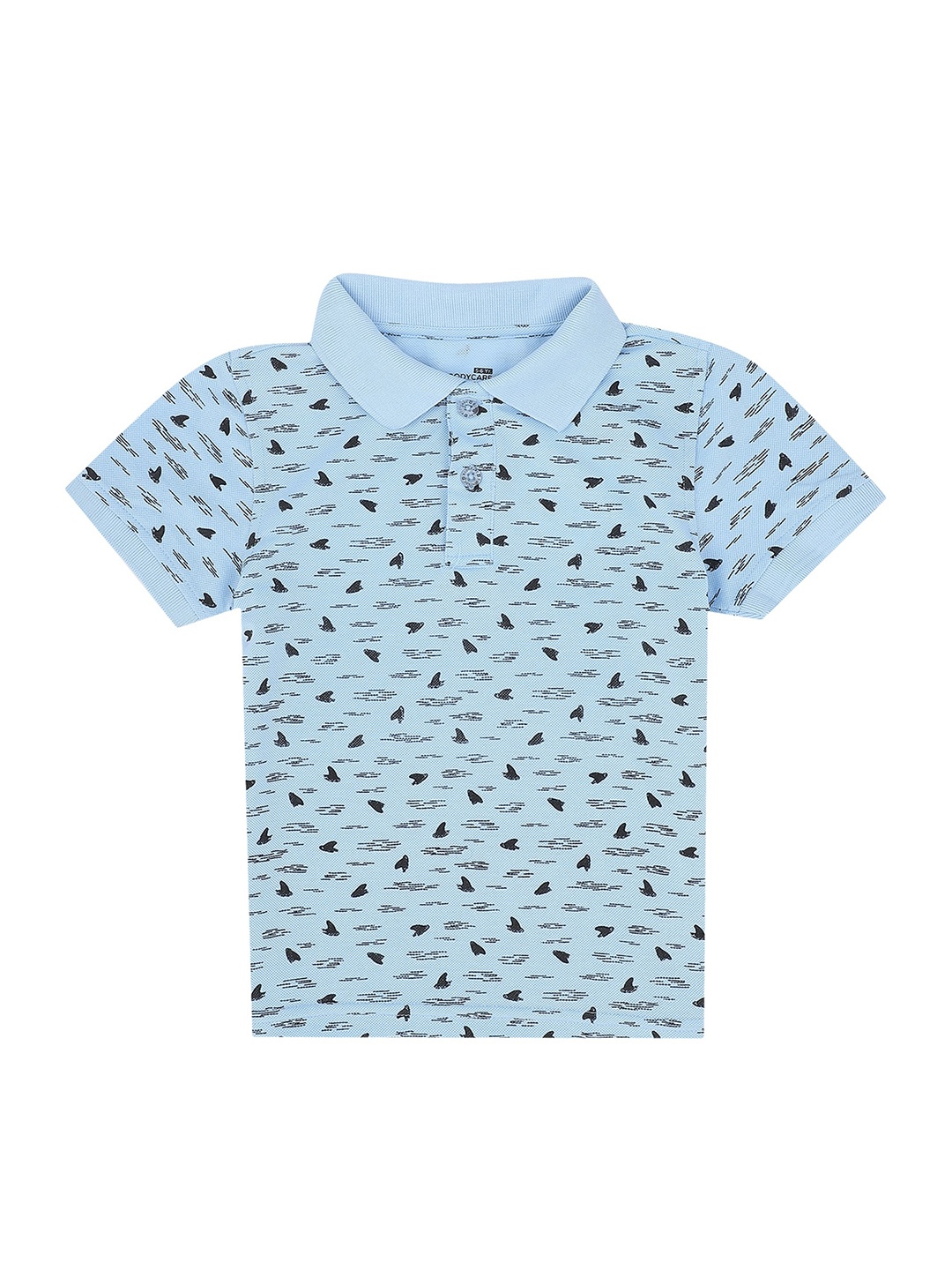 

PROTEENS Boys Blue Printed Polo Collar Cotton T-shirt