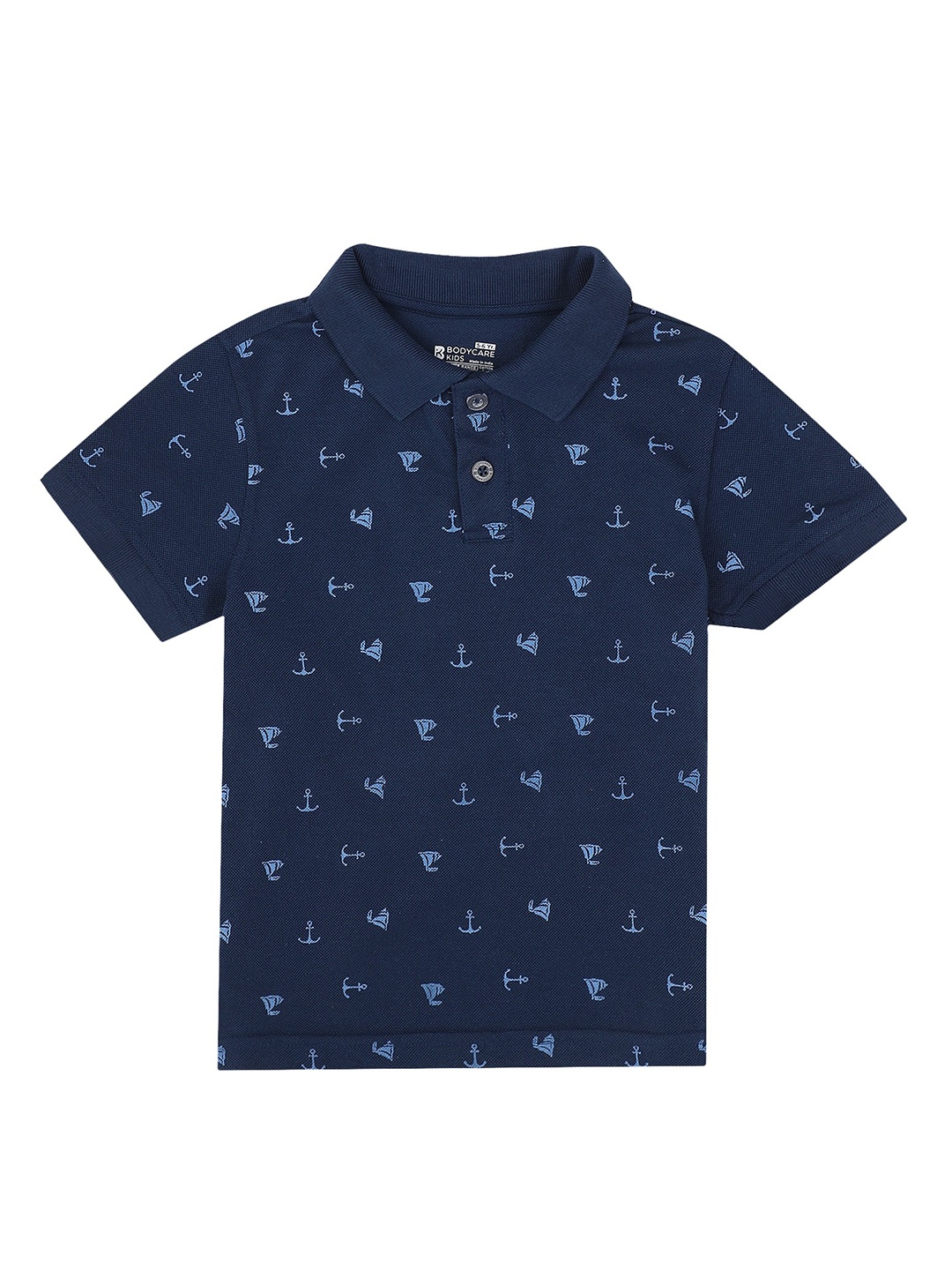 

PROTEENS Boys Navy Blue Printed Polo Collar T-shirt