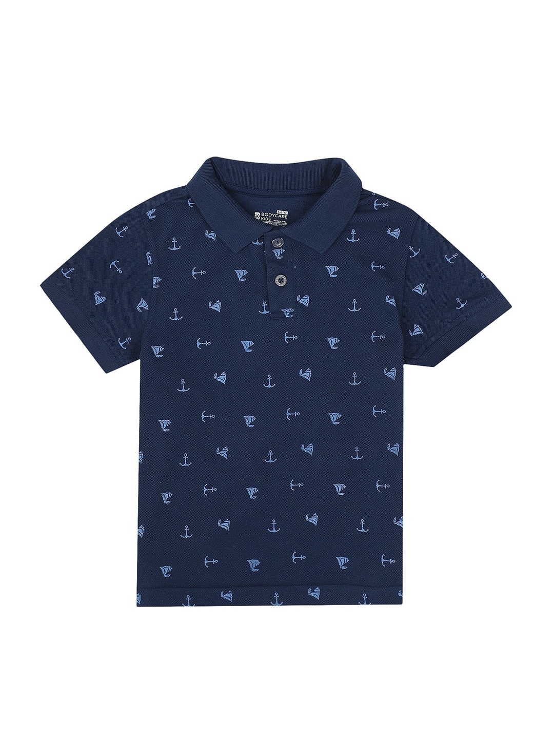 

PROTEENS Boys Navy Blue Printed Polo Collar T-shirt