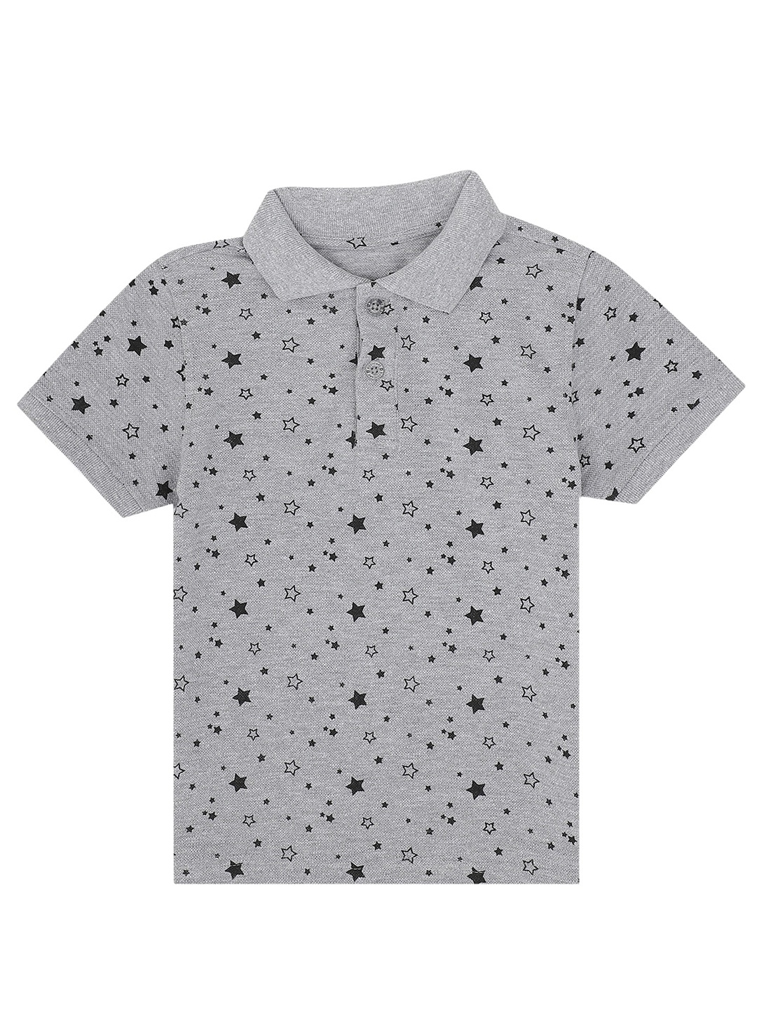 

PROTEENS Boys Grey & Black Printed Polo Collar T-shirt