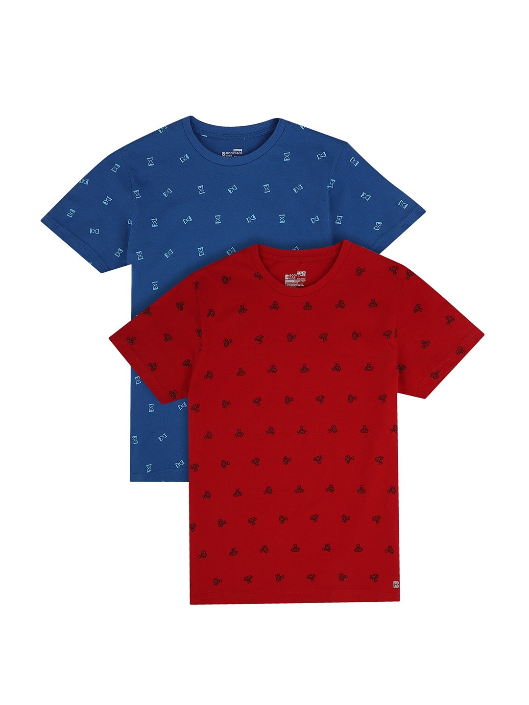 

PROTEENS Boys Antiviral & Antibacterial Pack Of 2 Red & Blue Printed T-shirt