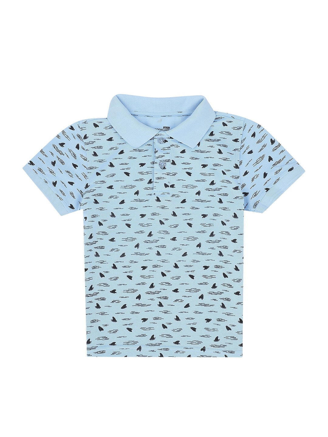 

PROTEENS Boys Blue Printed Polo Collar Cotton T-shirt