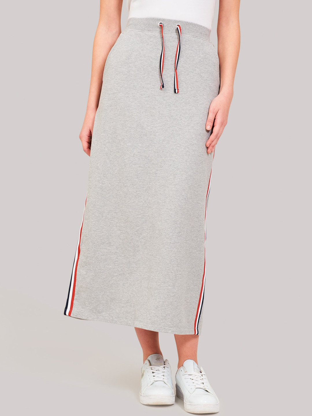 

Beverly Hills Polo Club Women Grey Solid Straight Maxi Skirt