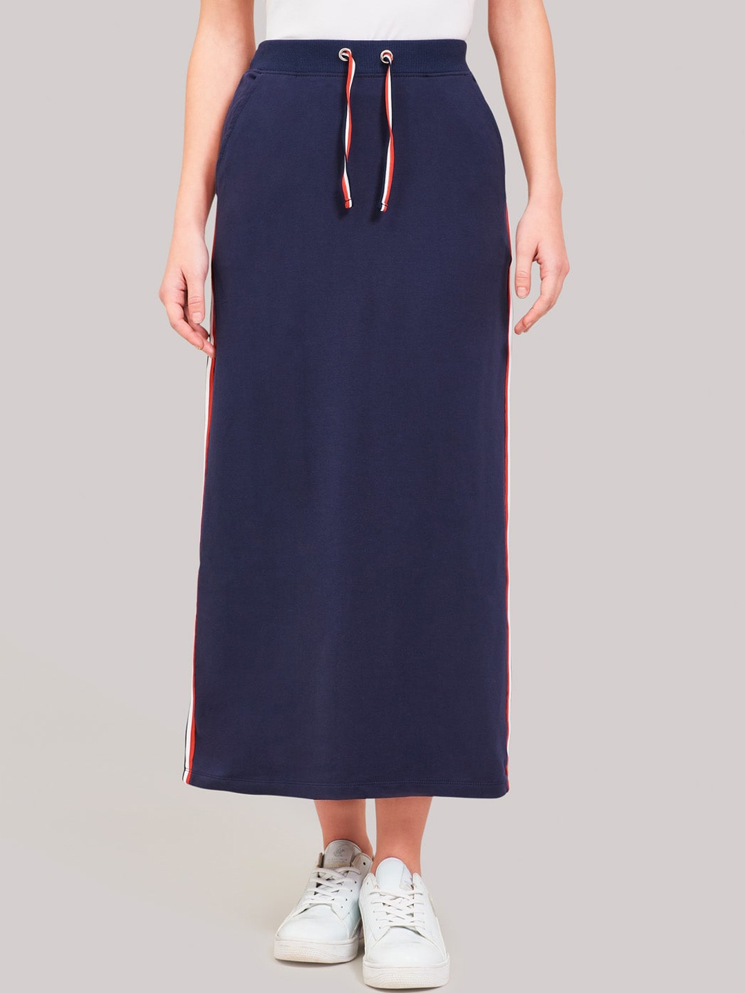 

Beverly Hills Polo Club Women Navy Blue Solid Midi Length Straight Skirt