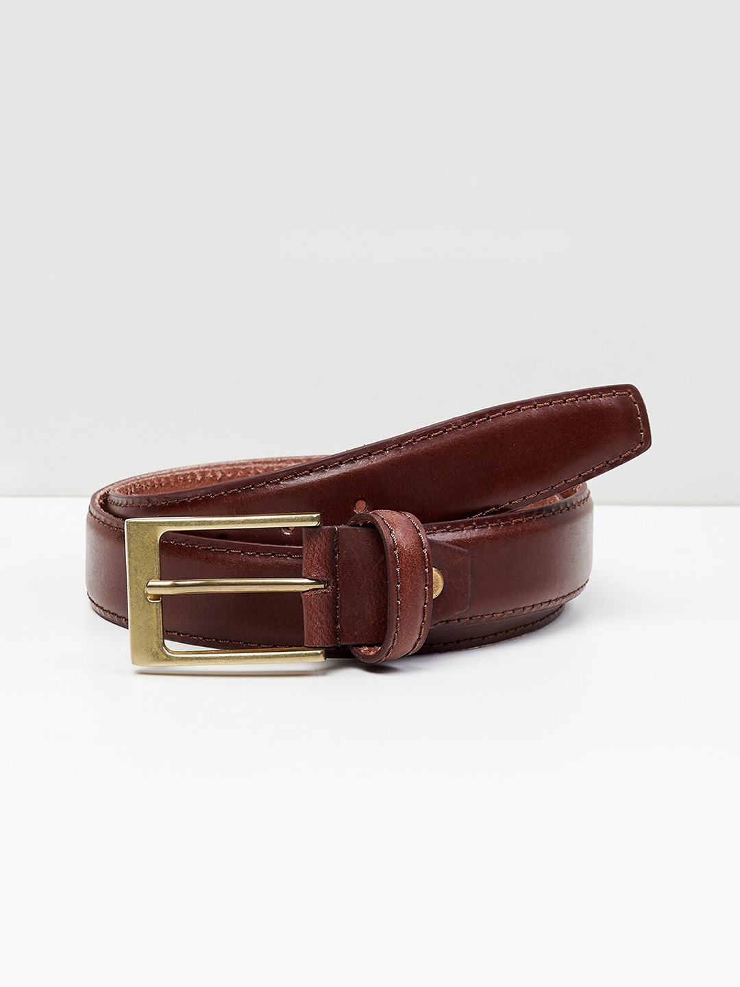 

max Men Brown Leather Belt