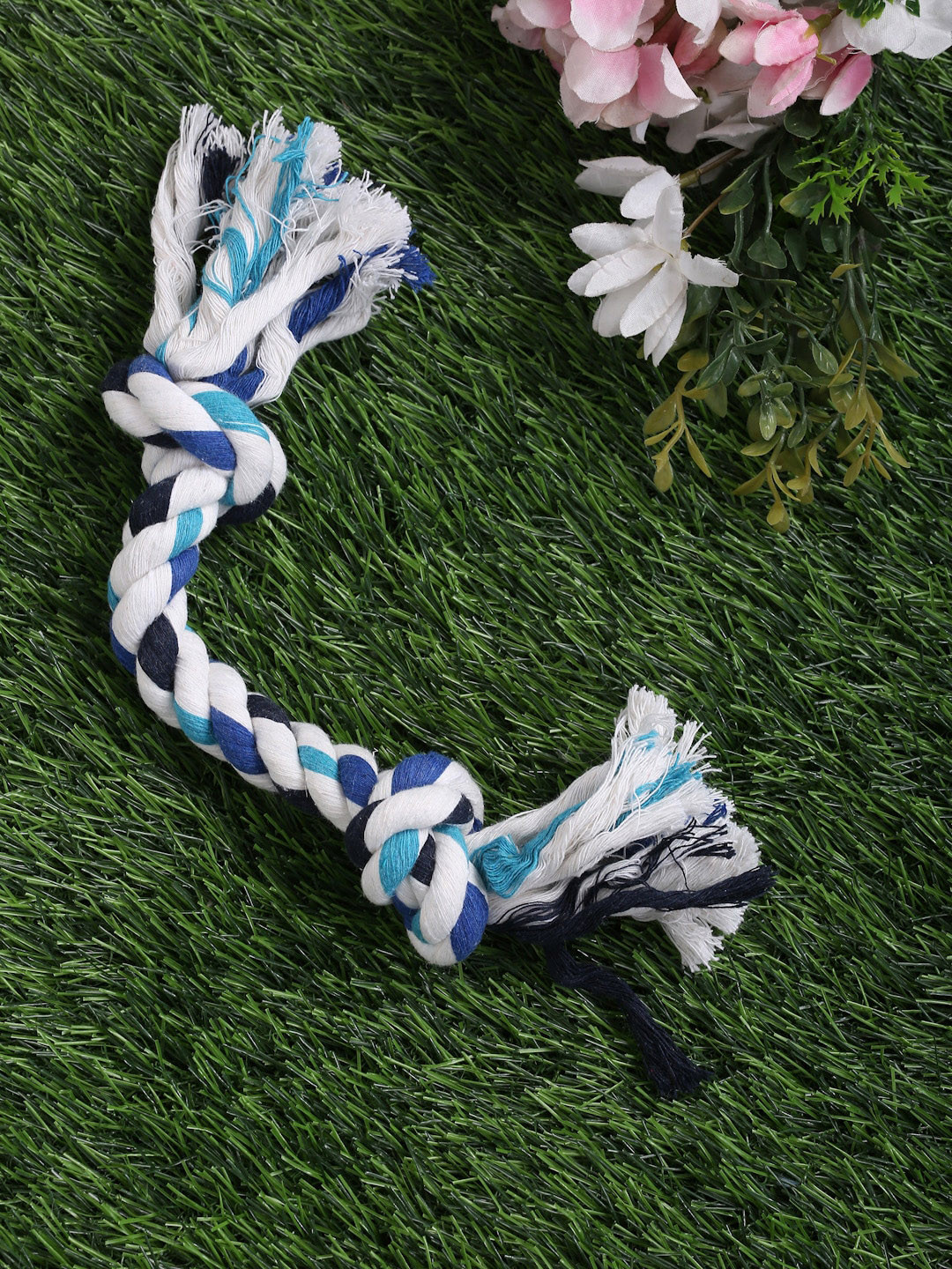 

WIGGLE TWIDDLE White & Blue Pure Cotton Dog Rope Toy