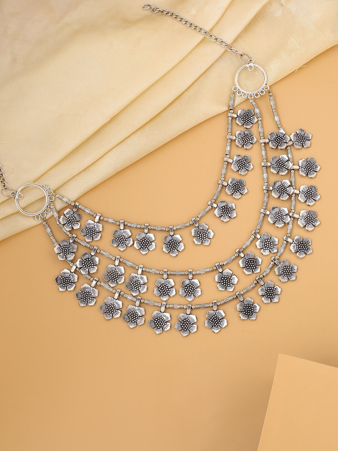 

VIRAASI Silver-Toned & Blue Brass Layered Necklace