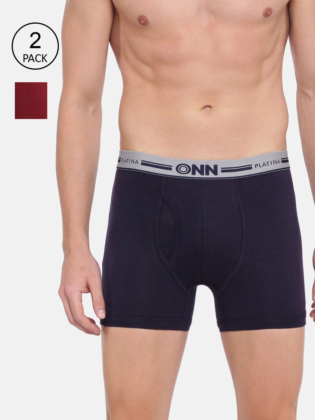 

ONN Men Pack Of 2 Solid Trunks ONN_PLATINA_974_WN_NB_2PC, Navy blue