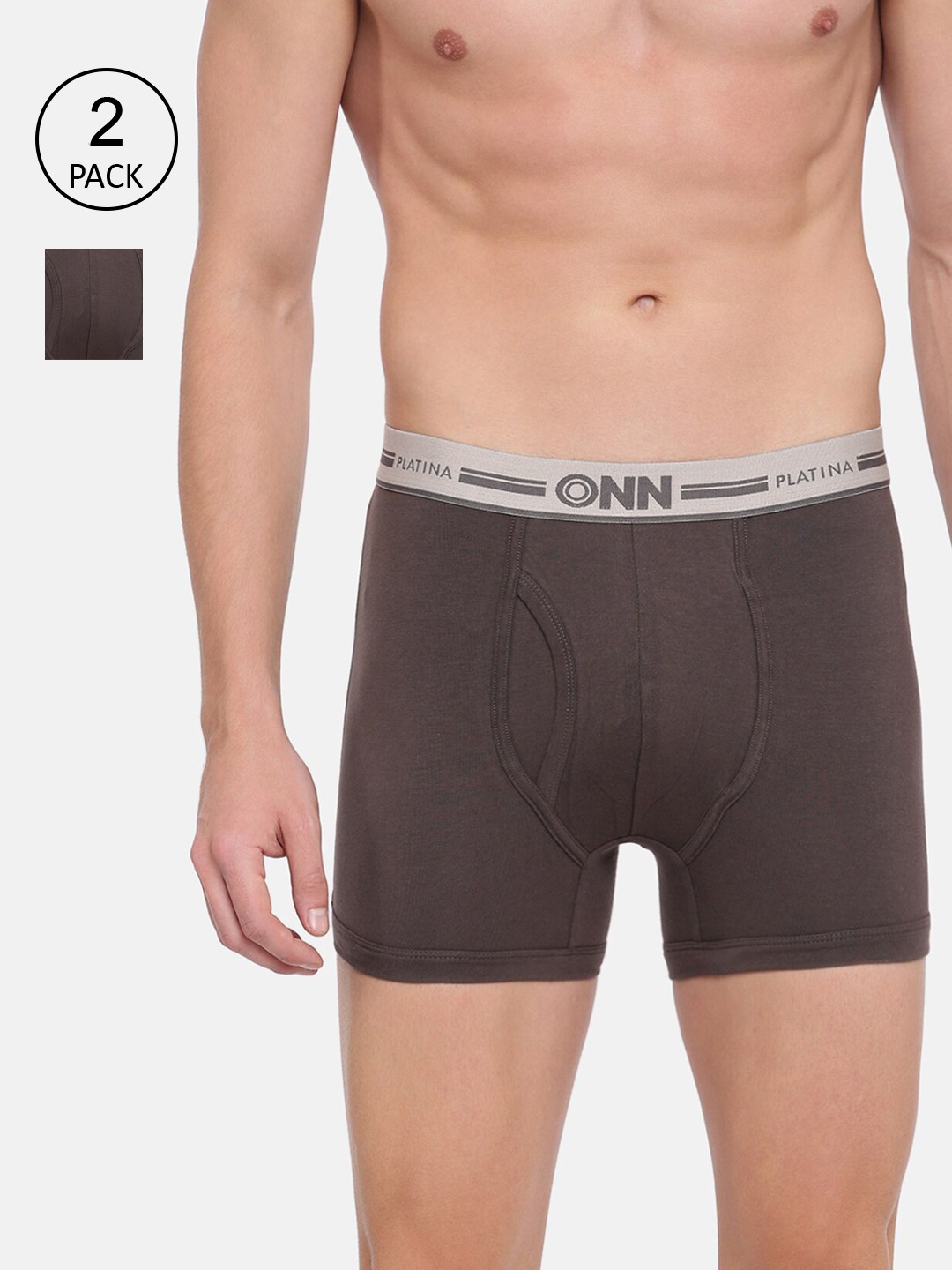 

ONN Men Pack Of 2 Grey Solid Trunks ONN_PLATINA_974_MOS_MOS_2PC