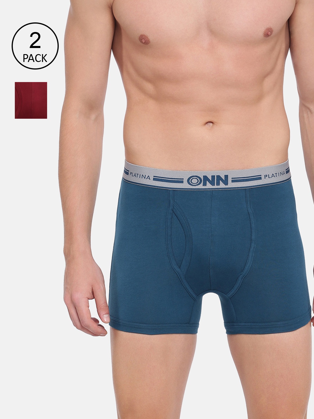 

ONN Men Pack Of 2 Solid Trunks ONN_PLATINA_974_WN_SPBU_2PC, Blue