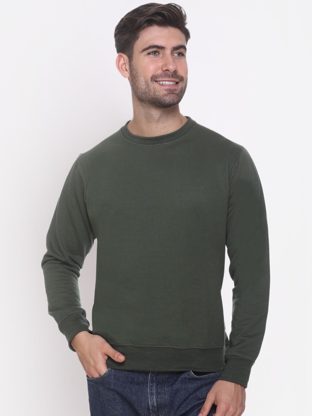 

Obaan Men Olive Green Sweatshirt