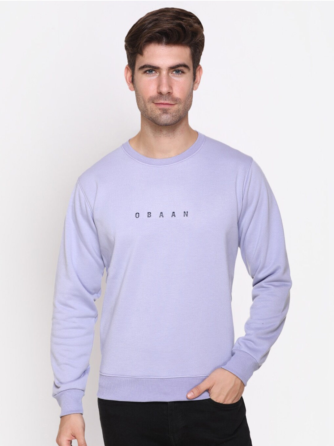 

Obaan Men Lavender Printed Sweatshirt