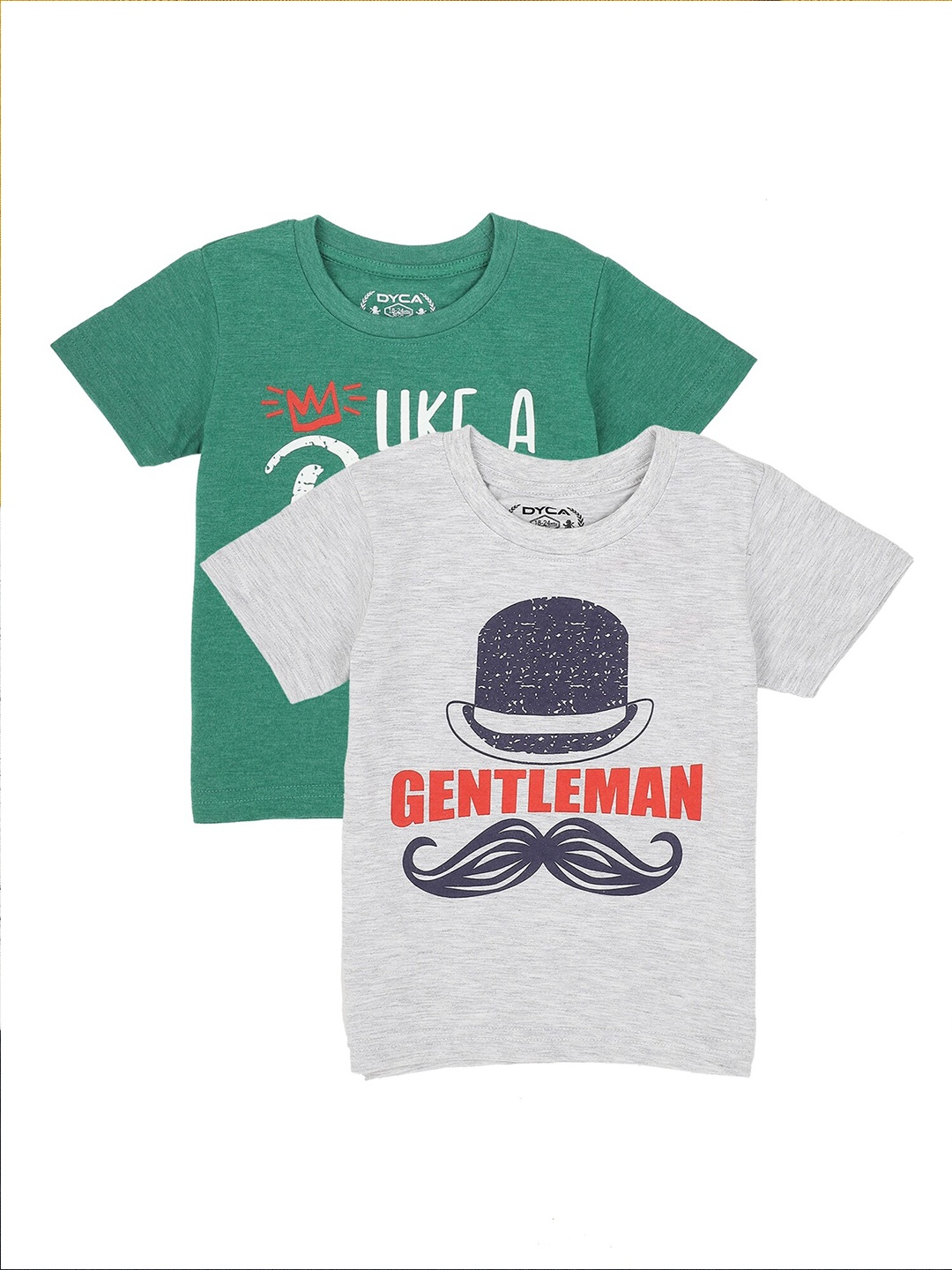 

DYCA Boys Green & Grey Pack of 2 Printed Cotton T-shirt