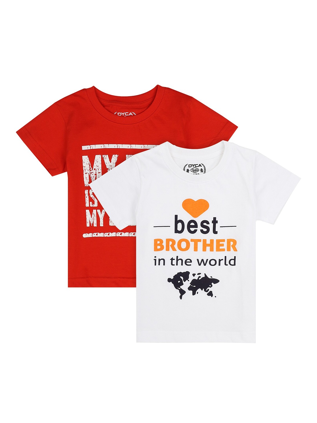 

DYCA Boys Red & White Pack of 2 Printed Cotton T-shirt