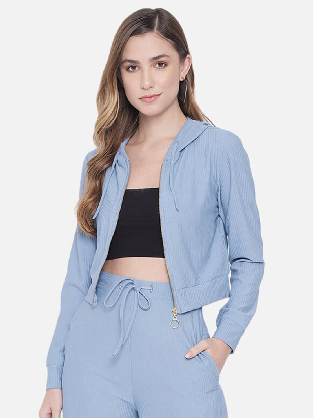 

Orchid Blues Women Blue Hooded Sweatshirt