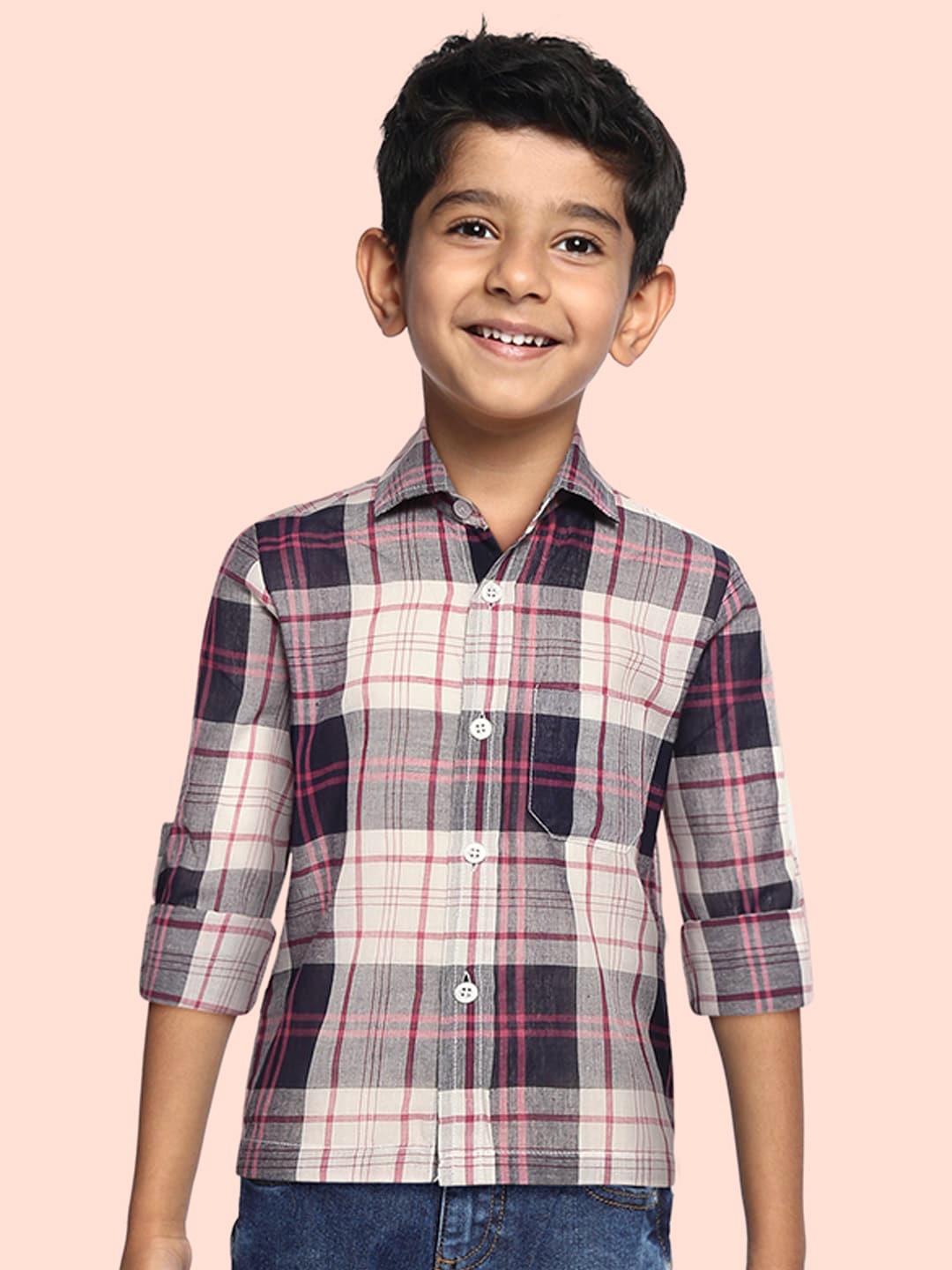 

YK Boys Blue Tartan Checked Casual Shirt