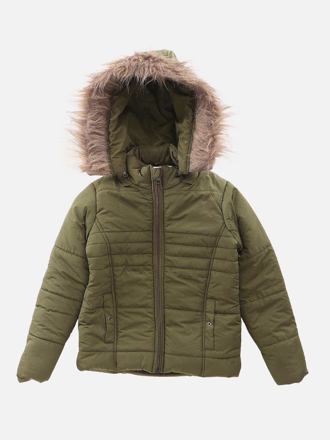

GOJI Girls Olive Green Longline Parka Jacket